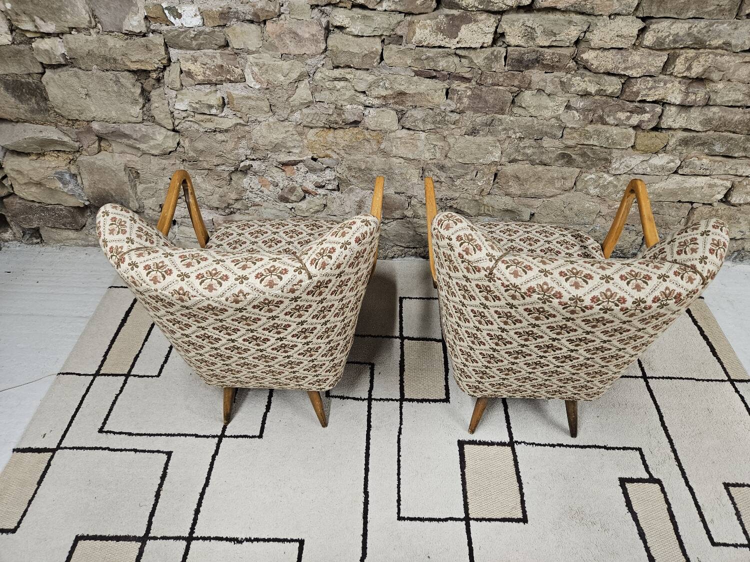 Pair of 1960 flowered armchairs