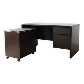 Vintage Management Desk - Minimalist Design Ebony - Mobile Unit