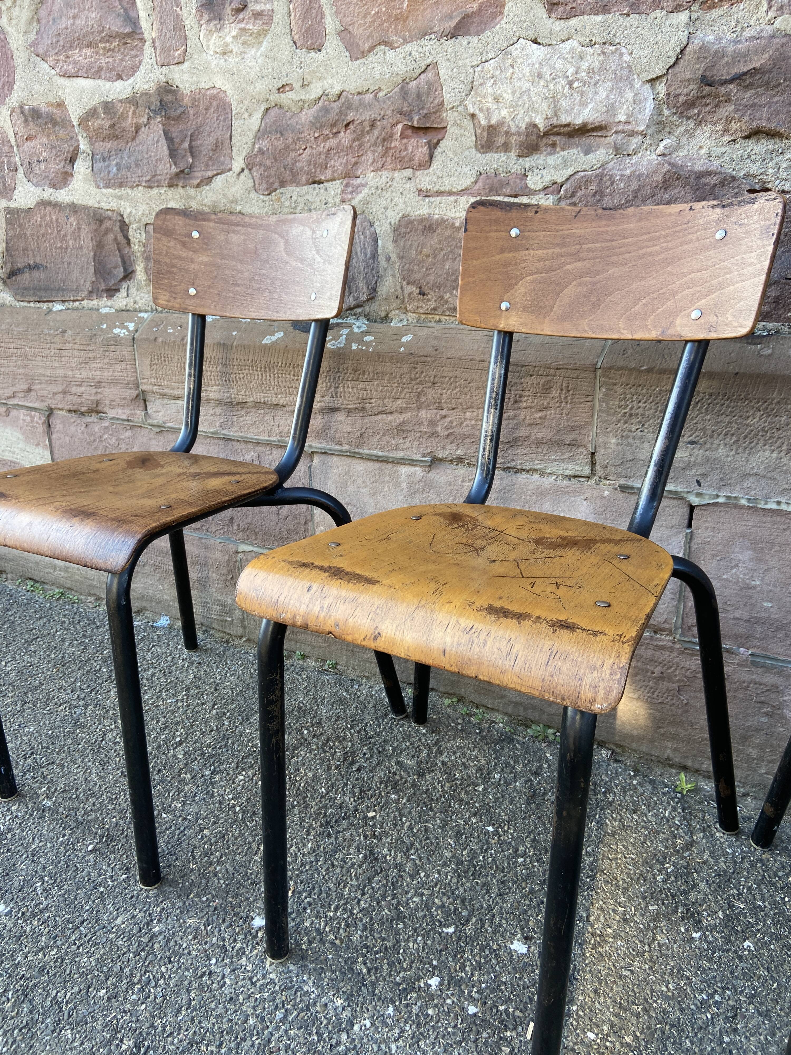 4 vintage 60s school chairs