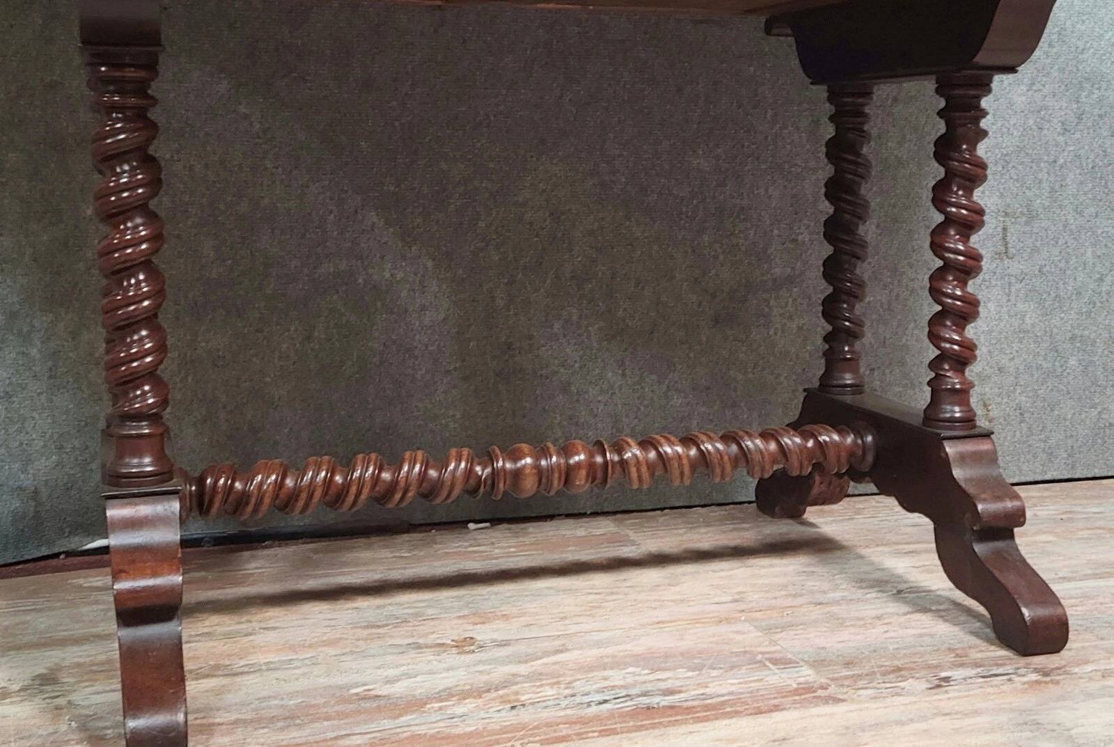 Napoleon III period winged desk table in mahogany