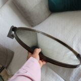 Vintage Smoked Plastic Round Wall Mirror