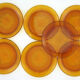 7 flat plates in amber yellow glass - Ondine Duralex France - vintage 70s