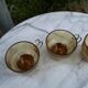 Set of 4 vintage amber glass and chrome metal cups – 1970s