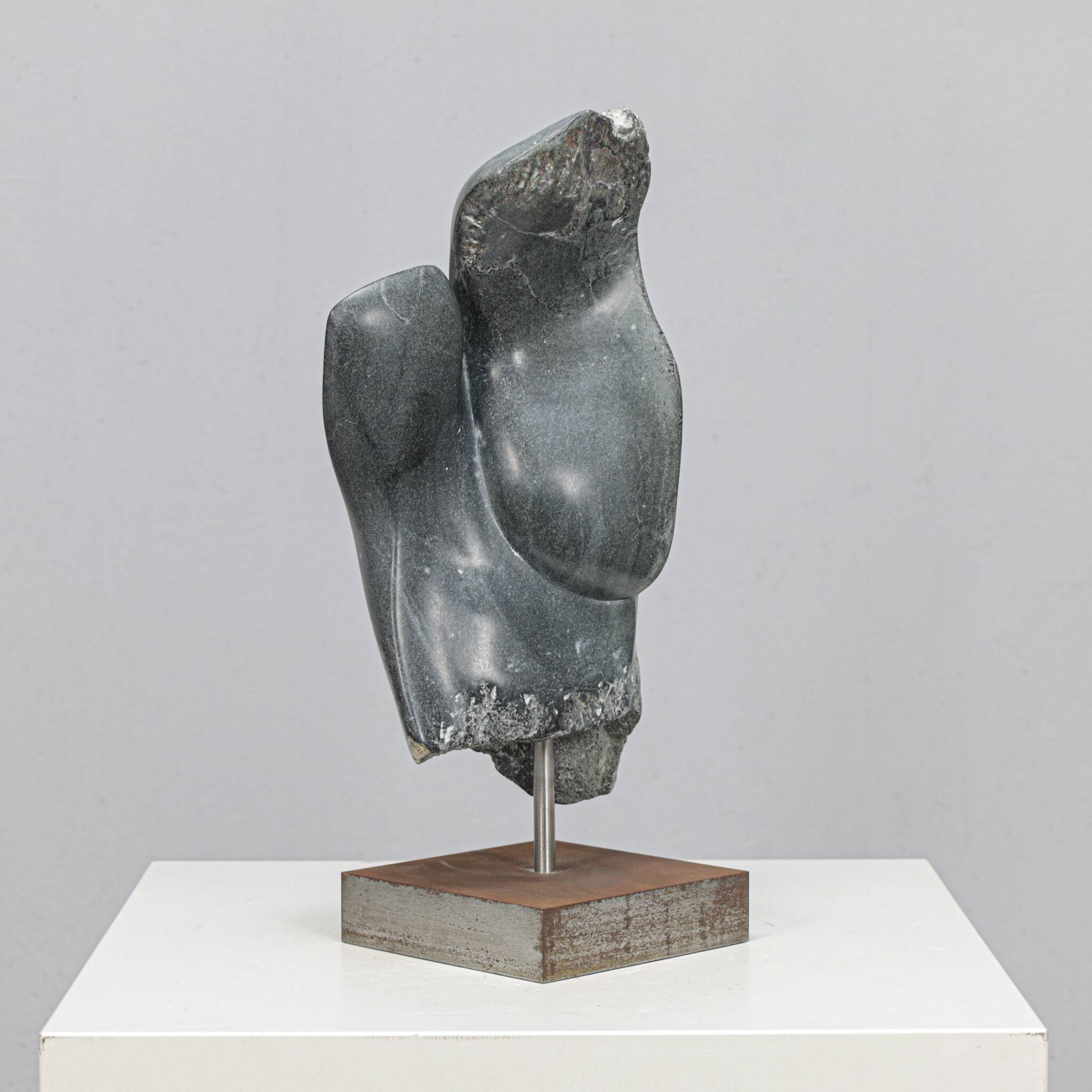 Abstract dolomite stone sculpture by Ineke van Zuuren, Netherlands, 1980s