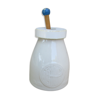 Old mustard pot in gres