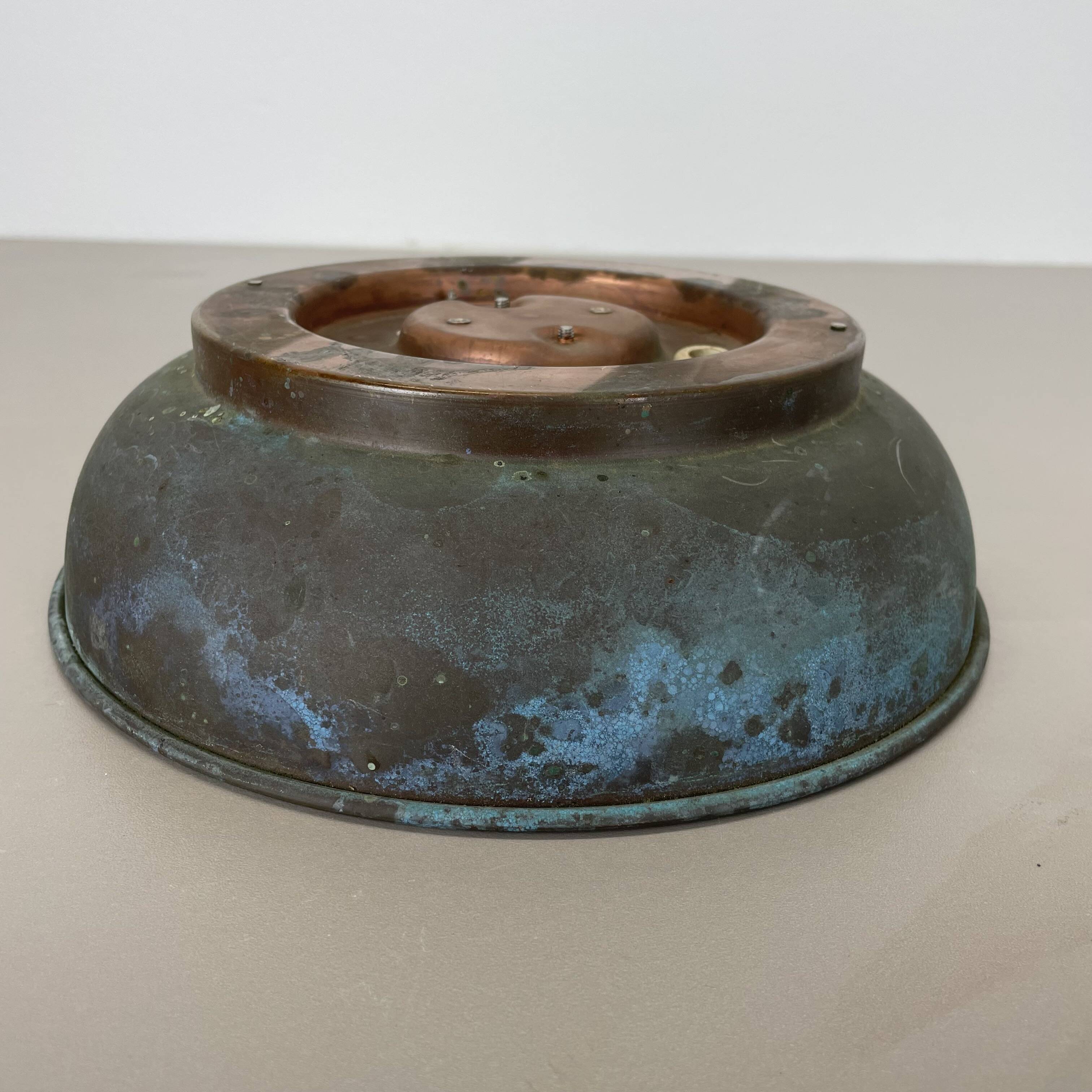 Unique brutalist boom copper and glass wall light by bega lights, germany, 1980s