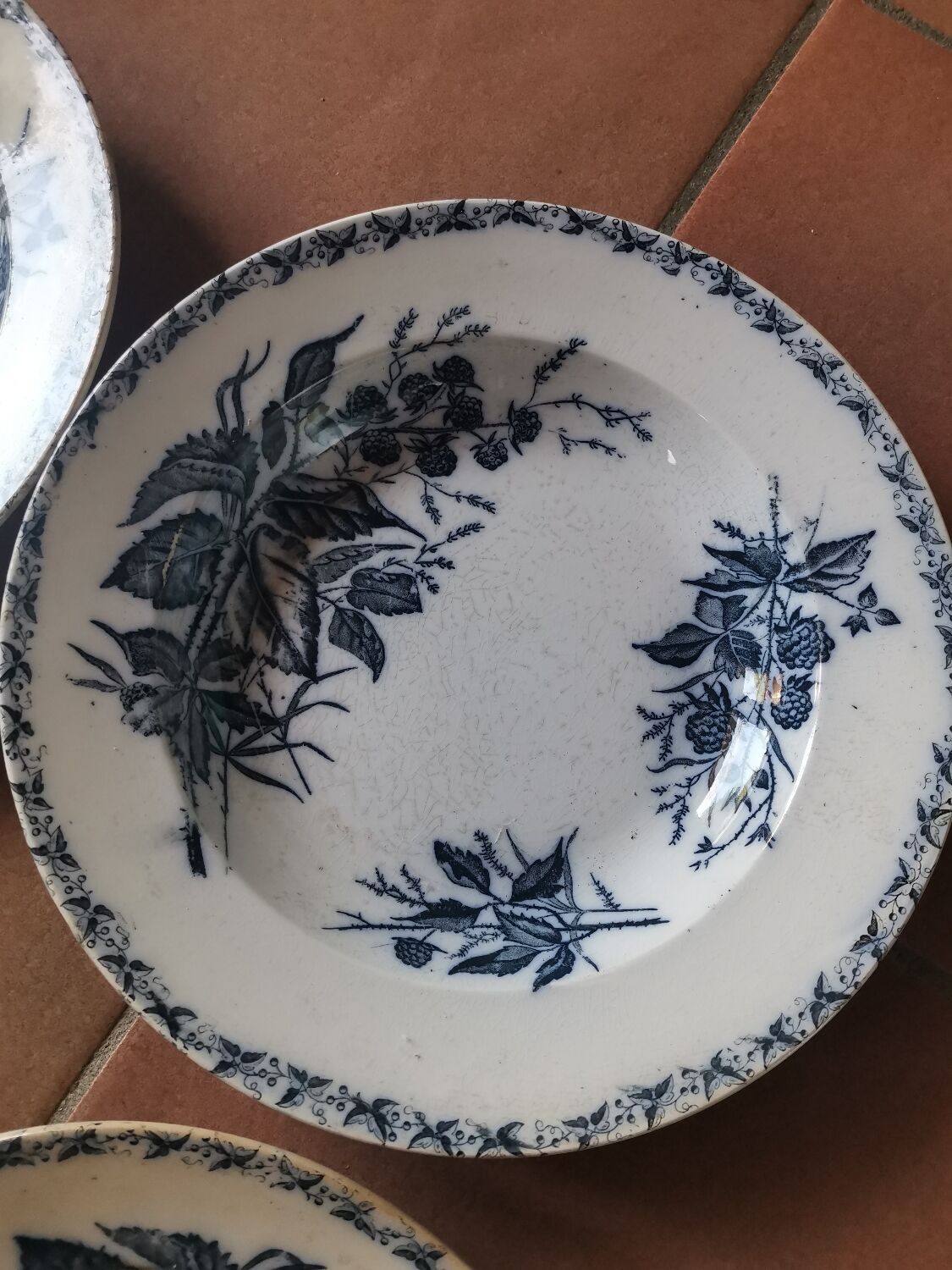 Set of 4 vintage iron earth plates Badonvillier ripe model