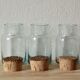 Set of 3 old blown glass pots and cork stoppers