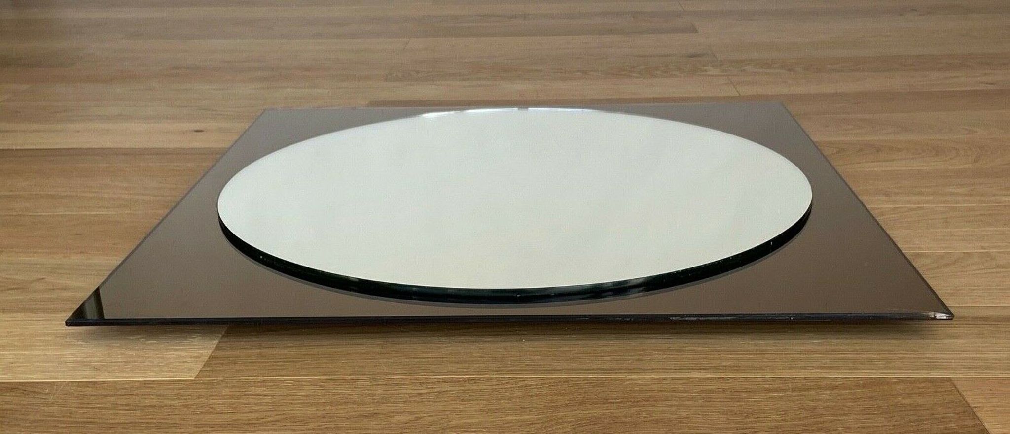 Mirror 1970 in glass smoked modernist square shape