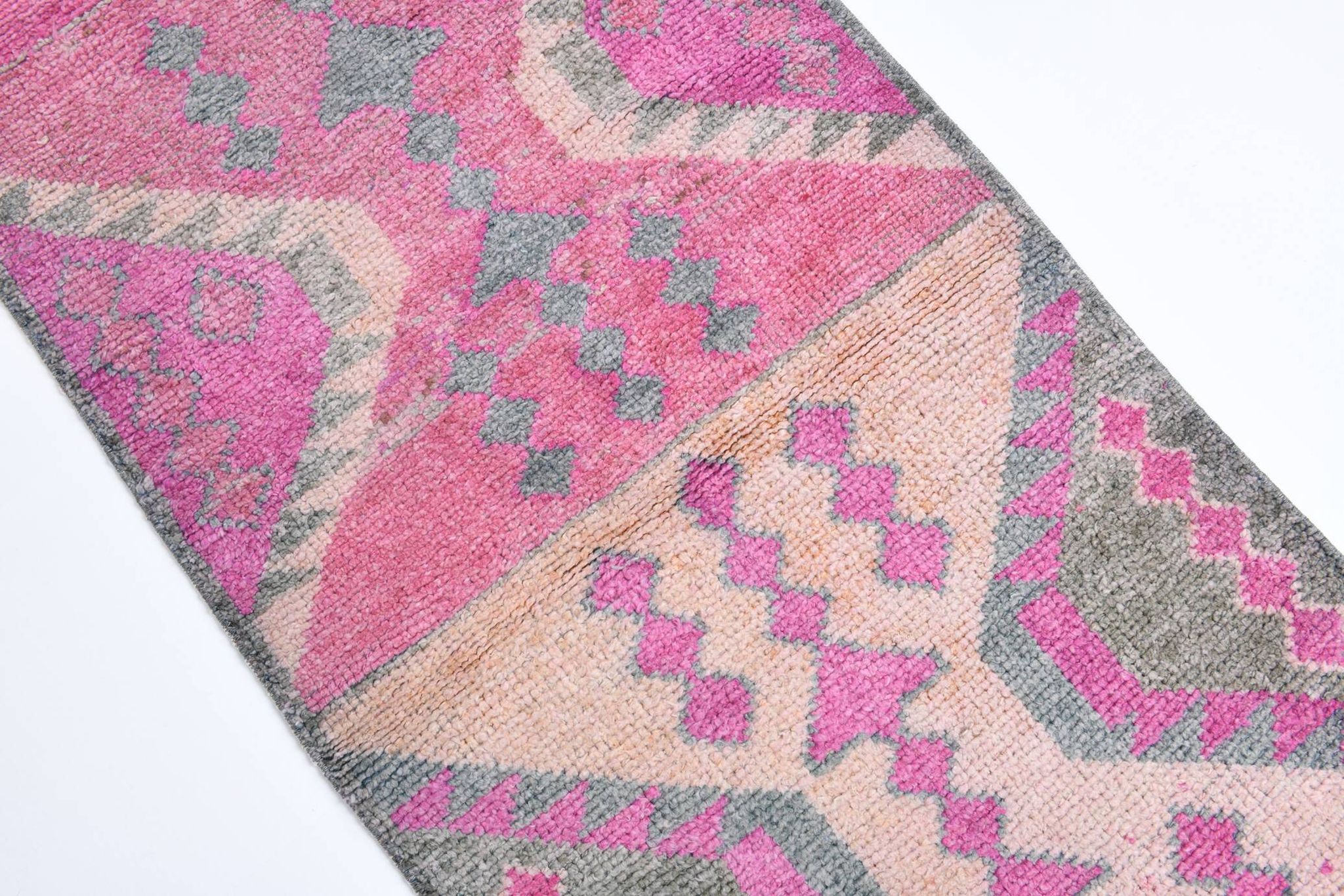 Pink Handmade Runner Rug, 82x336Cm