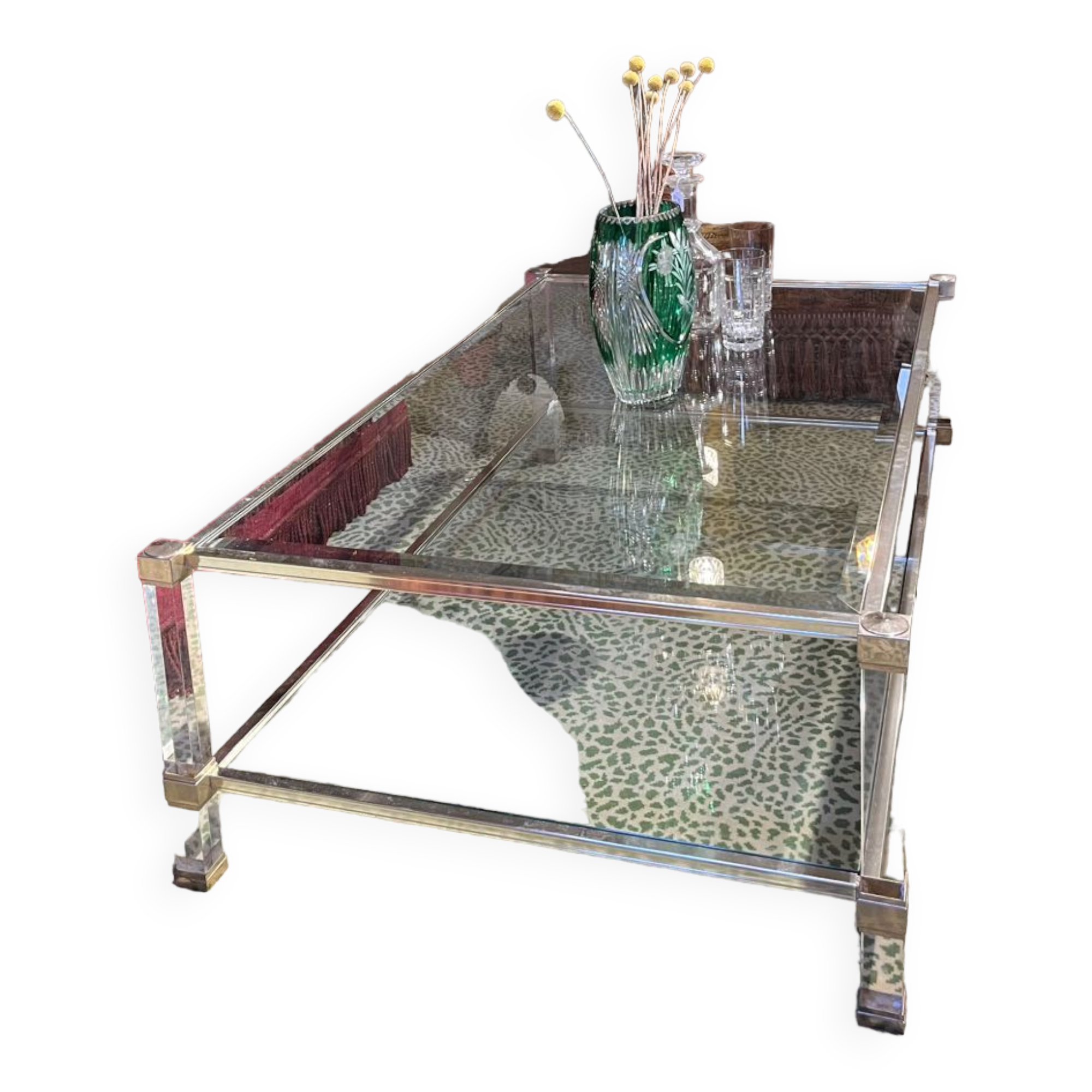 Table basse verre et plexiglas 1960