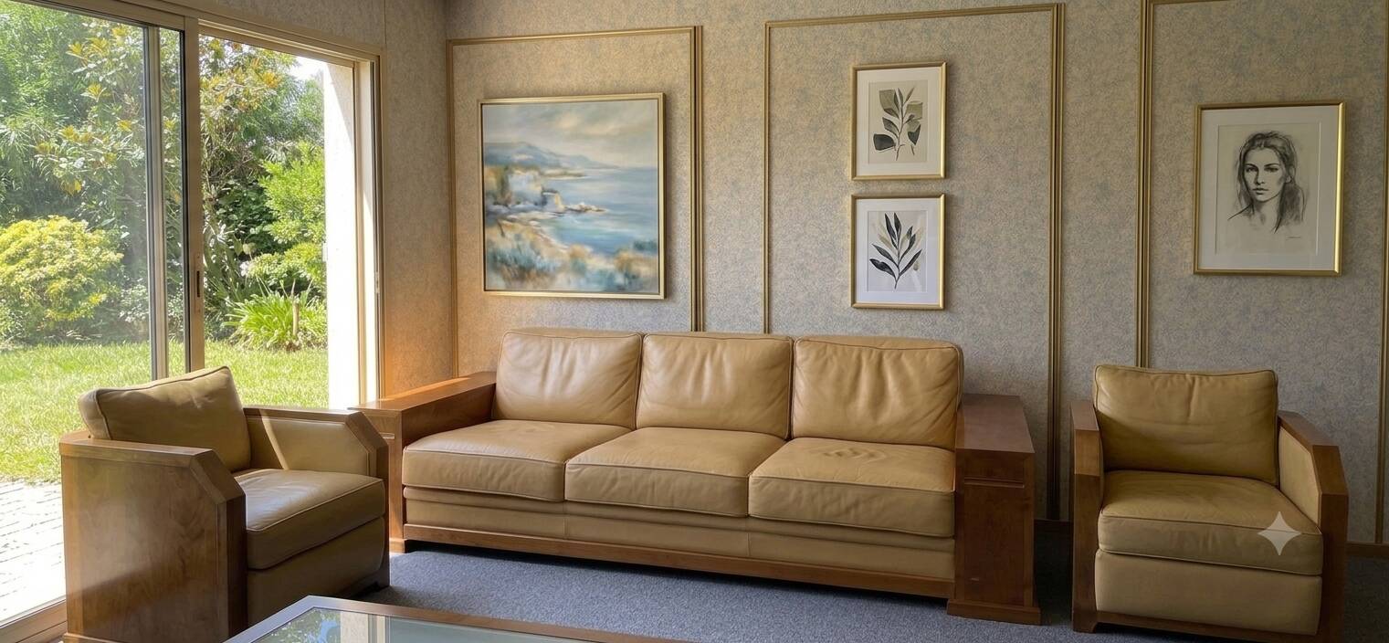 Sofa and armchairs Model "Dominique" by Hugues Chevalier