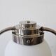 Art Deco table lamp with a spherical opaline glass shade and chrome base from the 1930s.