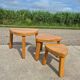 Set 3 Vintage brutalist oak side nesting tables triangular