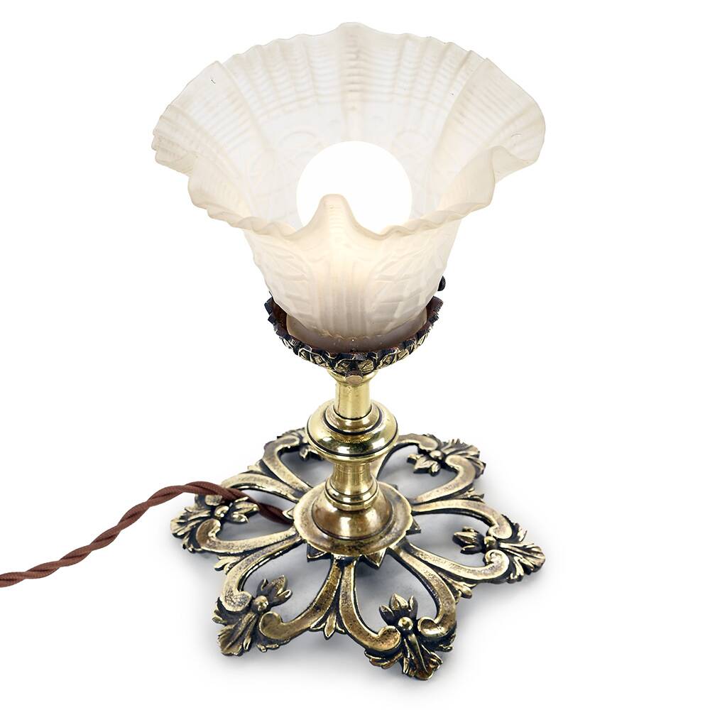 Brass and molded glass table lamp
