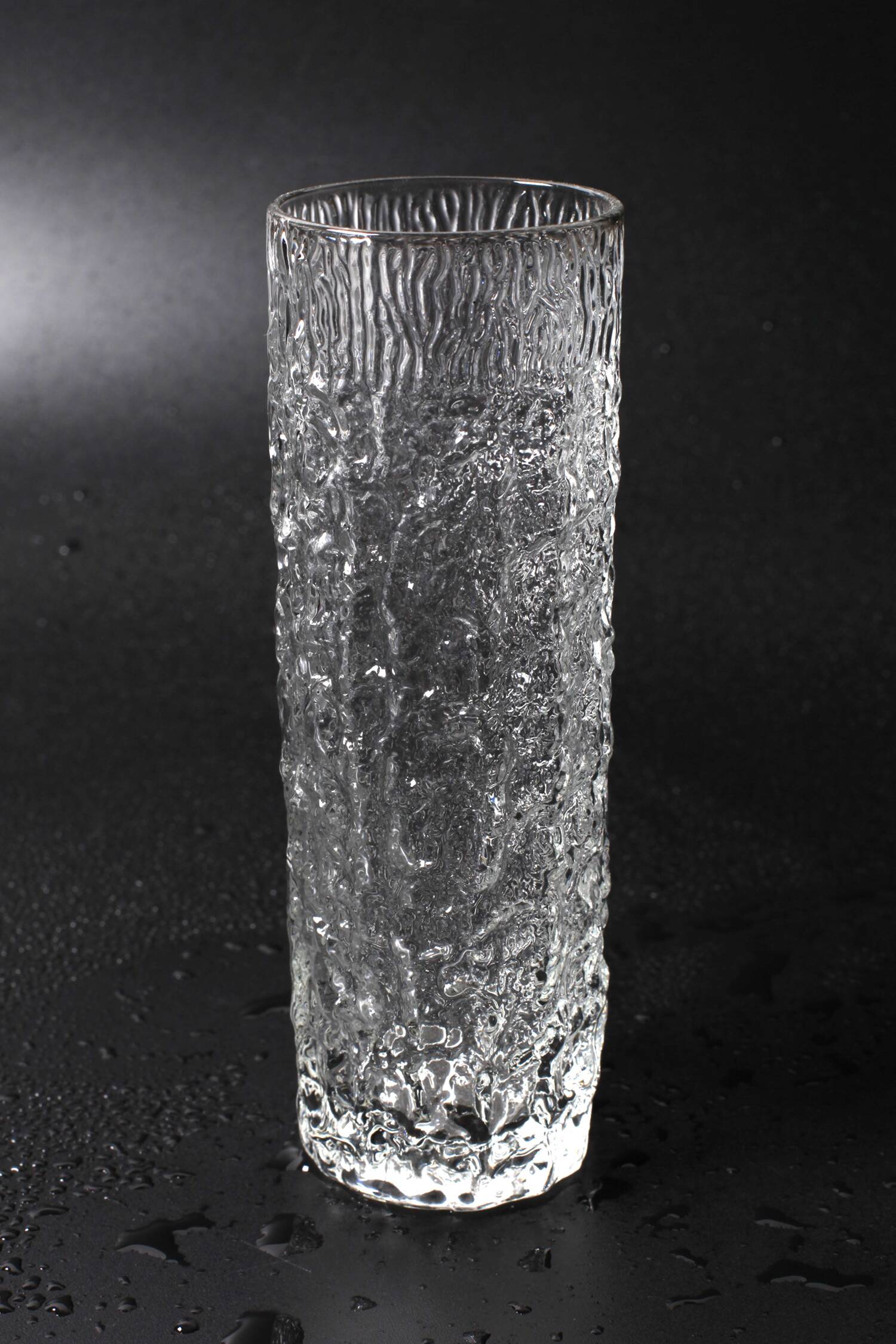 Set of 5 Vintage Bark Patterned Tumblers / Mid-Century Pressed Glass /Italy