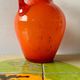 Vintage vase or pitcher in orange blown glass - Made in Italy