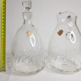 Carafe et pichet en cristal de bohème, années 60