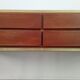 Console à tiroirs en laiton et bois années 70