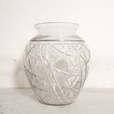 Vase en verre transparent forme boule style art déco