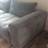 Sky blue ribbed 3-seater sofa