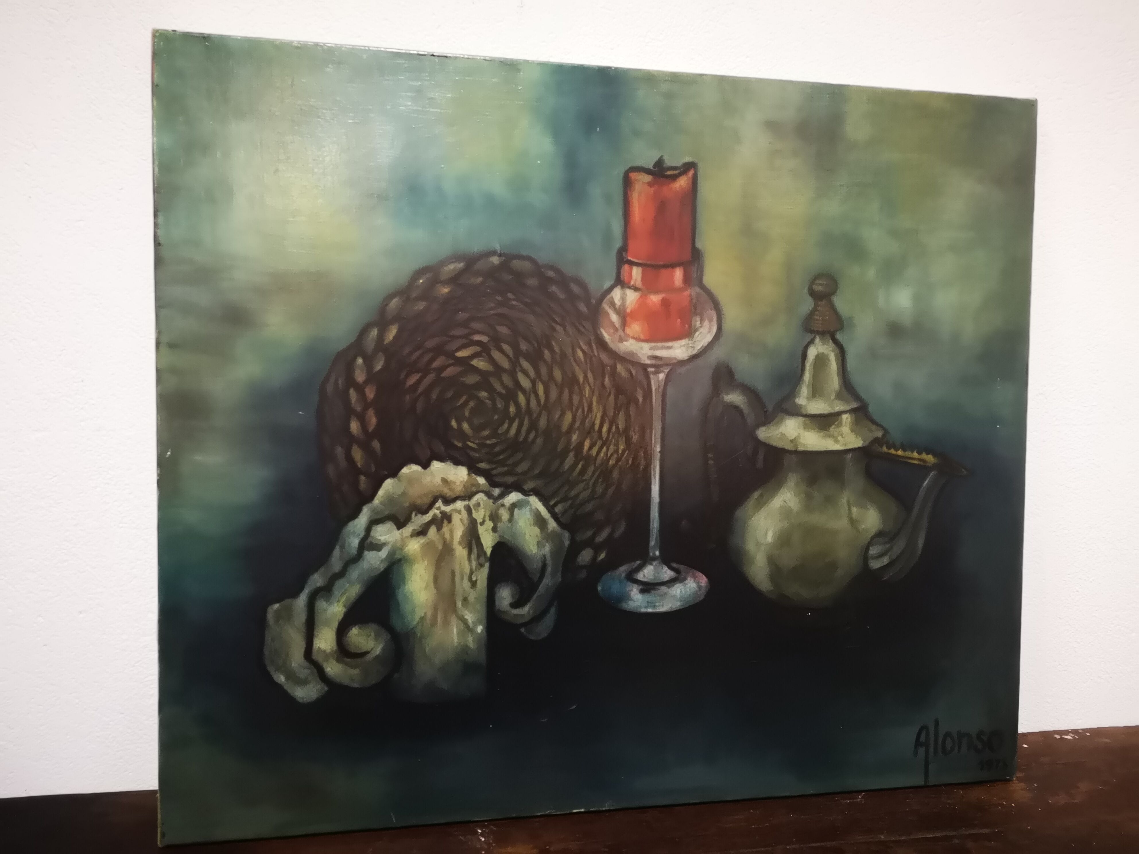 Oil on ancient still life canvas