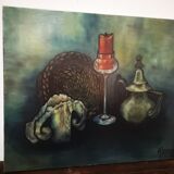 Oil on ancient still life canvas