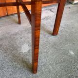 Vintage Art Deco round side table with cane top and walnut wooden frame, 1930s