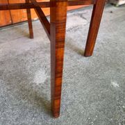 Vintage Art Deco round side table with cane top and walnut wooden frame, 1930s