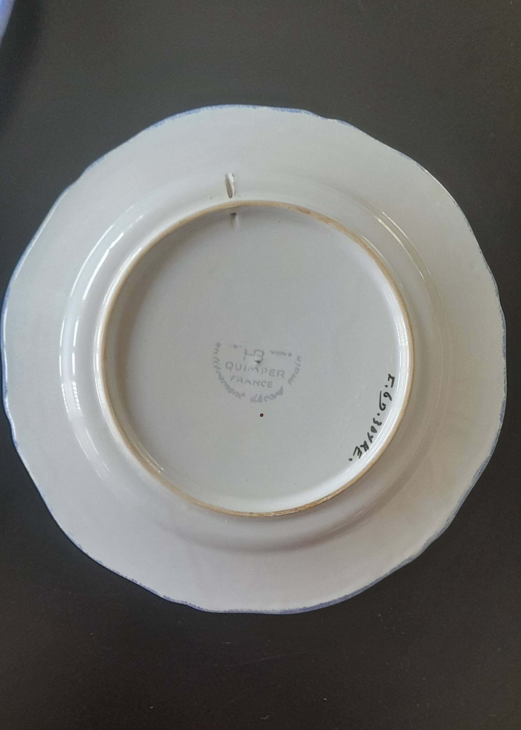 Pair of antique Henriot Quimper plates – hand-painted decoration