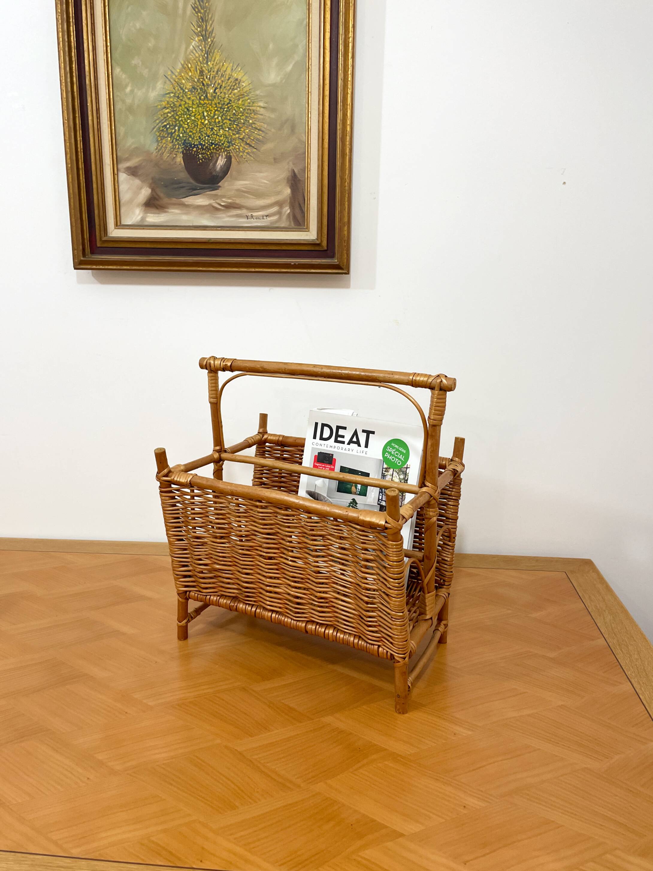 Rattan magazine rack - 60s/70s - Riviera spirit