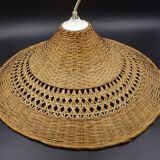 Rattan chandelier and lampshade - circa 1970