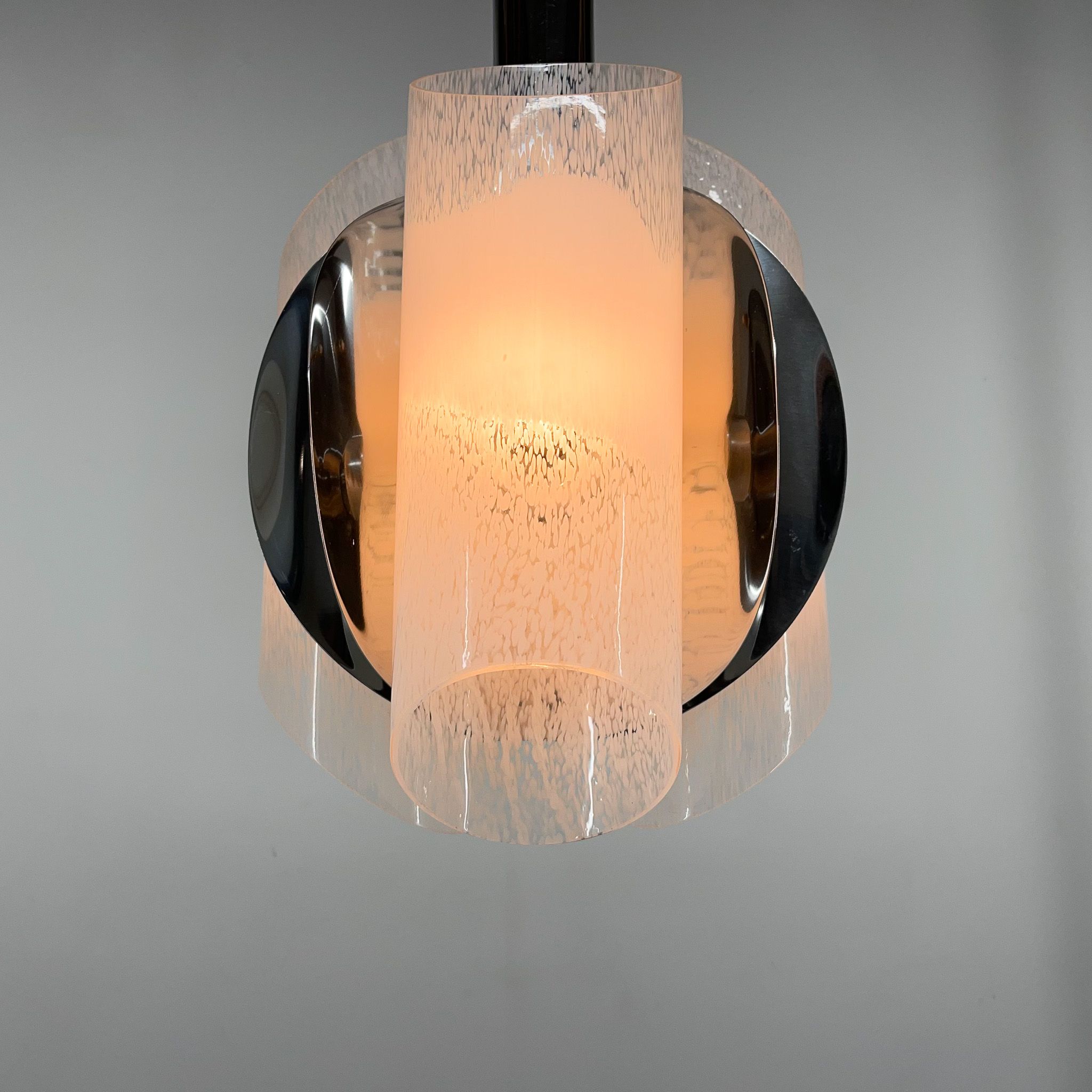 Suspension en verre chromé et de Murano, Italie