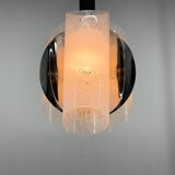 Mid-century Chrome & Murano Glass Chandelier, Italy