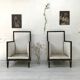 Pair of blackened wood armchairs