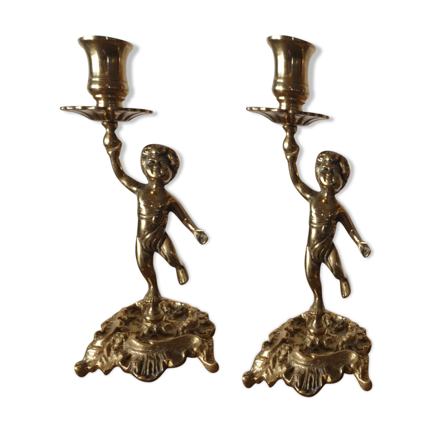 Pair of gilded bronze candlesticks