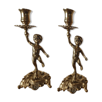 Pair of gilded bronze candlesticks
