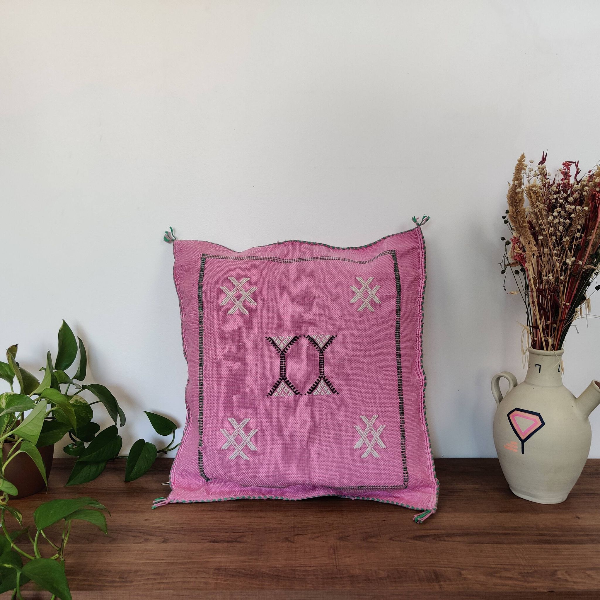 Coussin berbère sabra rose motif boheme