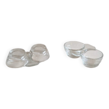 Pair of glass salt and pepper shakers