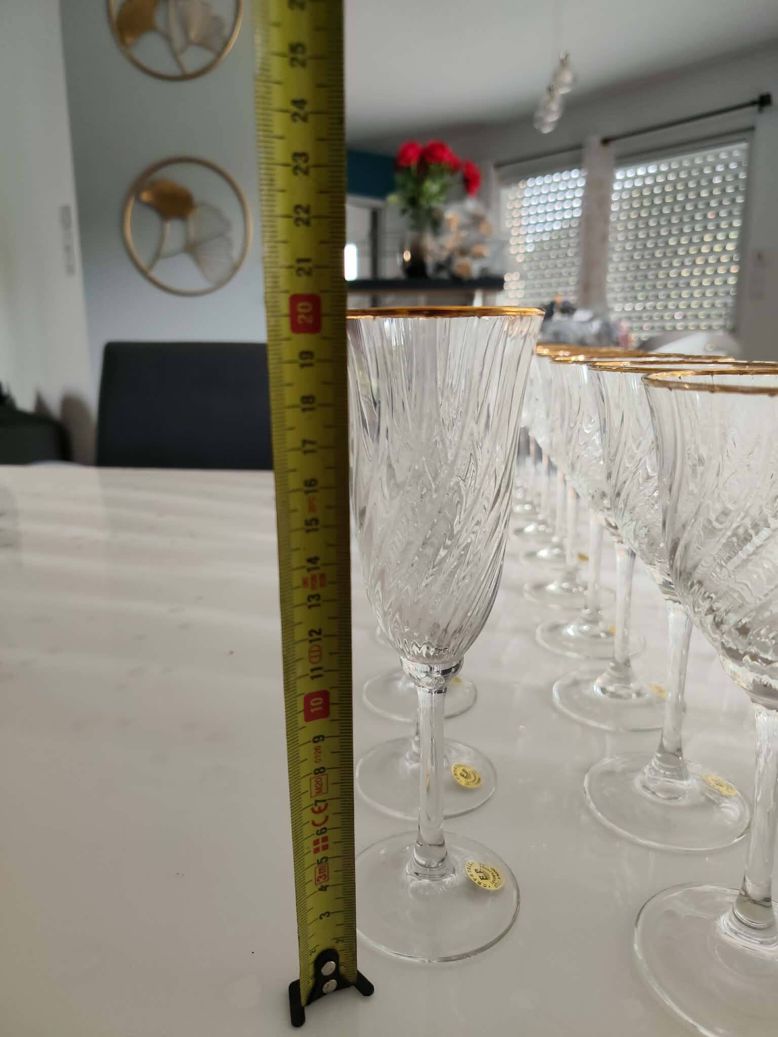 Crystal glassware set with decanter.