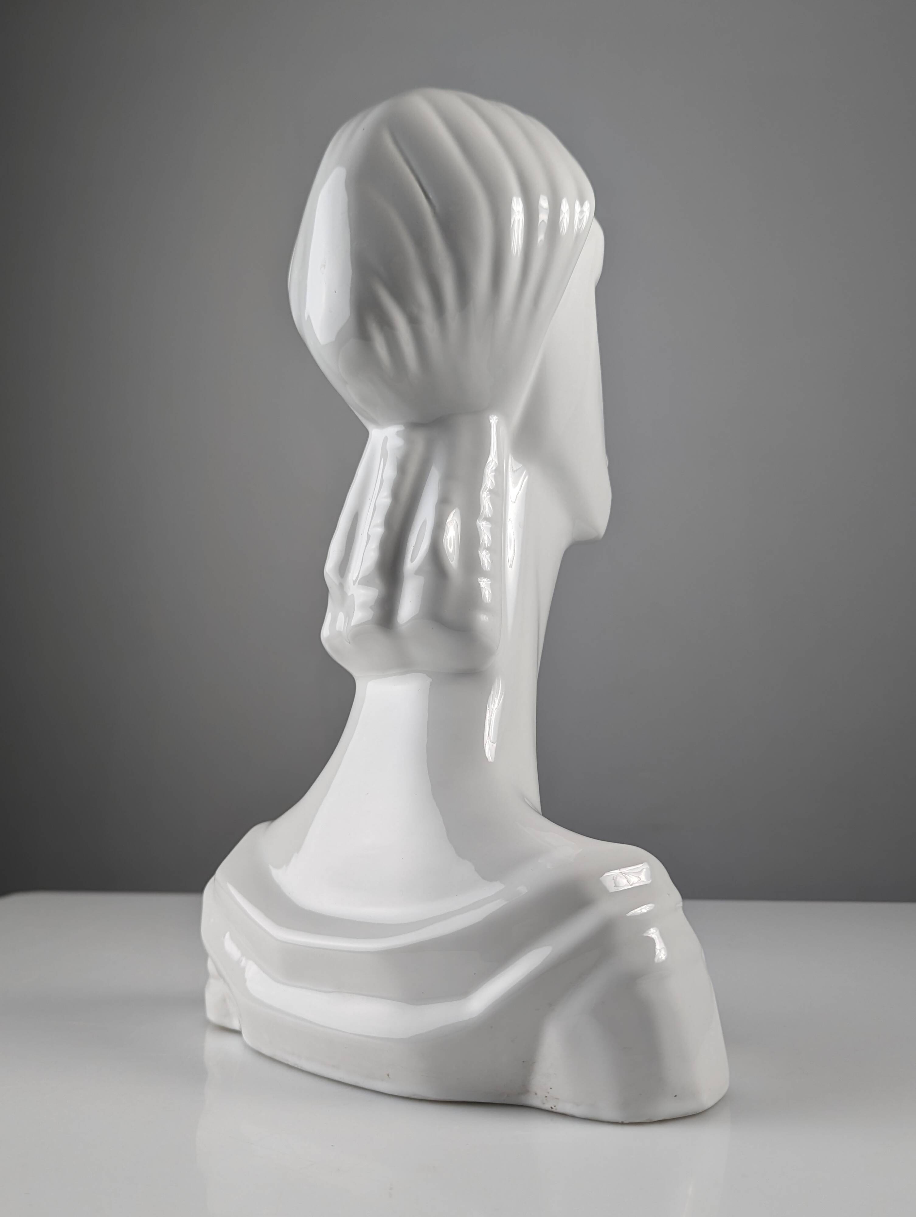 Art Deco Style Ceramic Woman Bust
