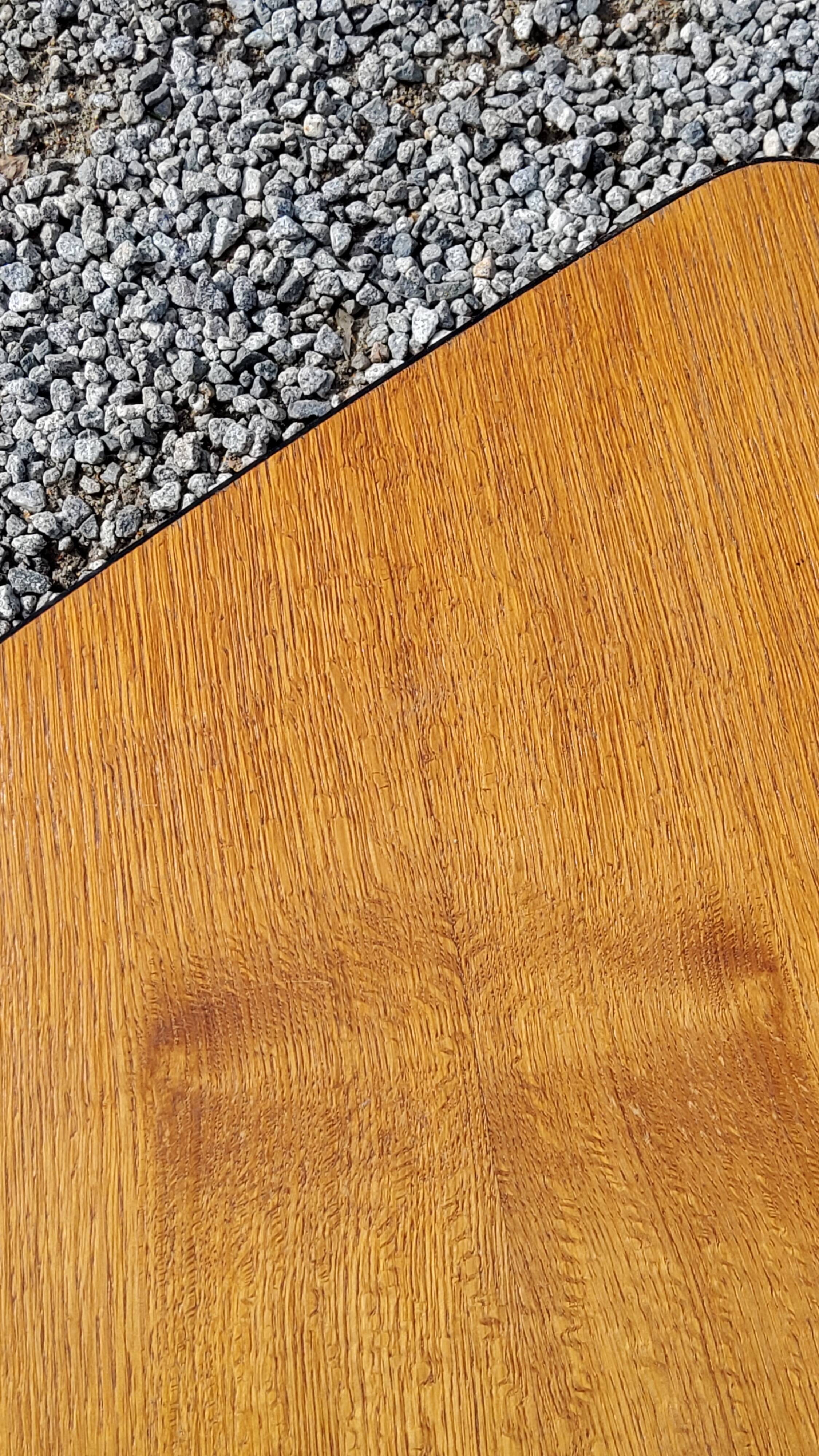 Triangle coffee table in golden blond oak base full iron of the 50s