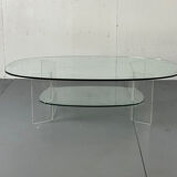 Space Age Italian modern Glass and Perspex Coffee Table, 1990s