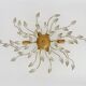 Vintage ceiling light in gold metal with foliage decoration. 6-light ceiling light.