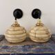 Pair of wall lights in marbled opaline