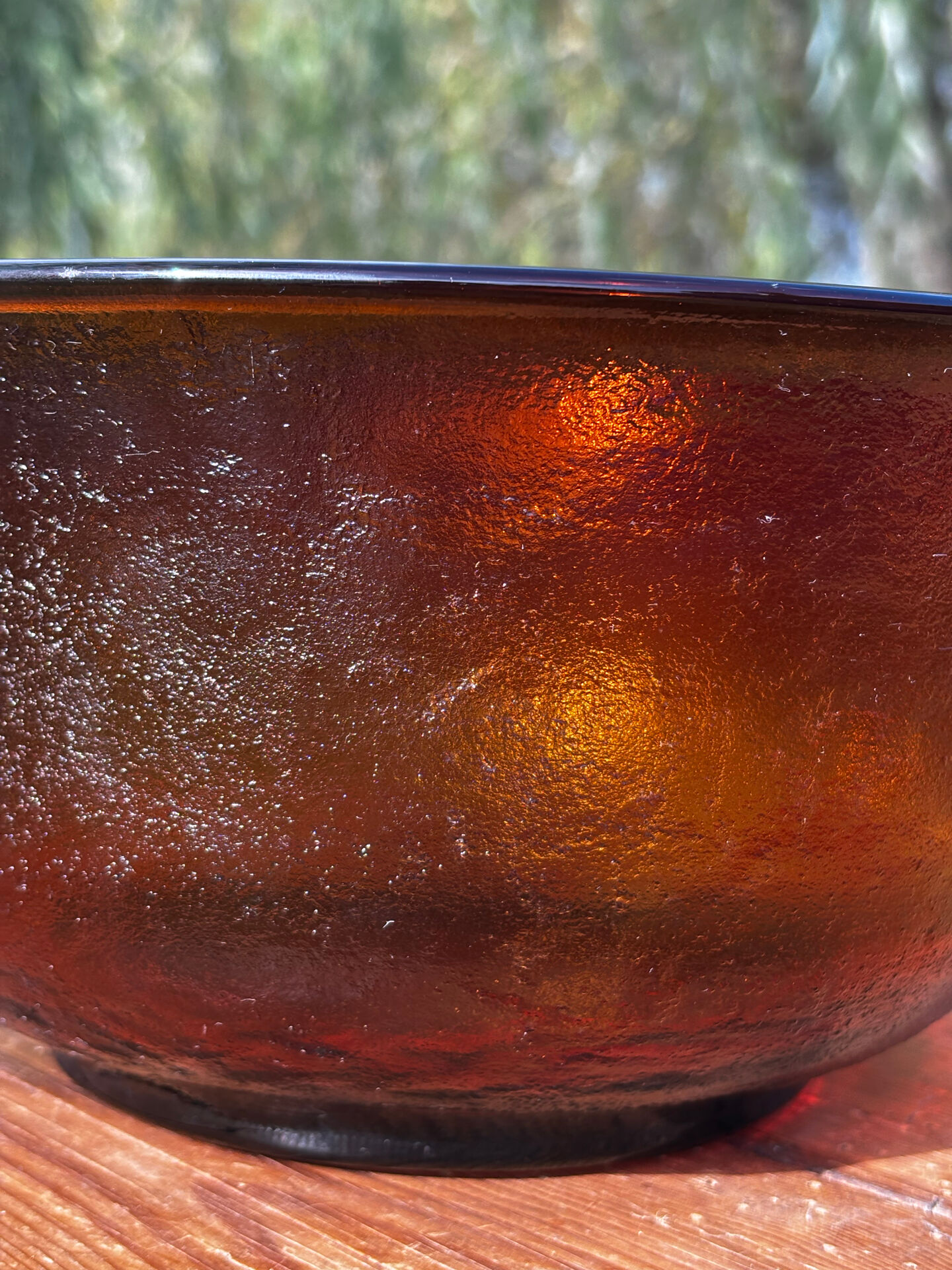 Vintage saladier en verre ambré texturé marron Arcoroc Sierra