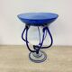 Josefina Krosno Poland Blue Art Glass Jellyfish bowl