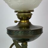 Lampe à kérosène dans le style Art Nouveau en laiton bruni, années 1920