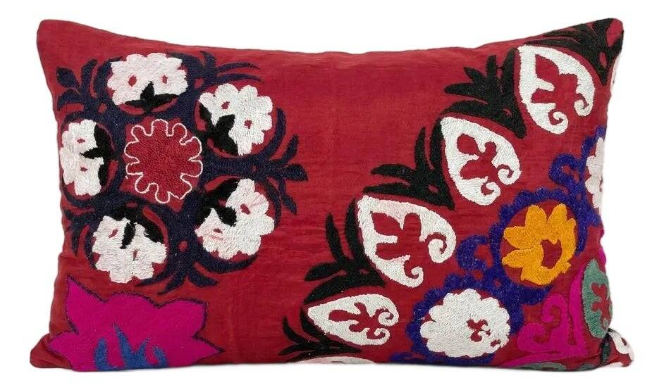 Housse de coussin brodée vintage 51x71 cm