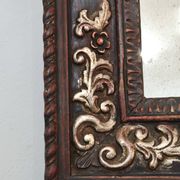 Grande Miroir Italien Sculpté, Bois Doré et Patiné, Style Baroque Rococo, A